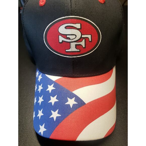 San Francisco 49ers American Flag Splash Hat Cap Vintage 80's 90's - Picture 2 of 11